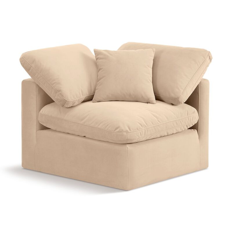 Meridian Furniture Indulge Beige Velvet Corner Chair