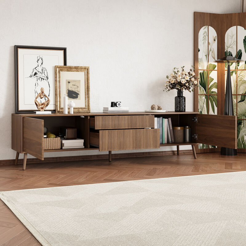 Merax Entertainment Center with Fluted Doors, Deep & Standard Drawers, Cable Management image number 2