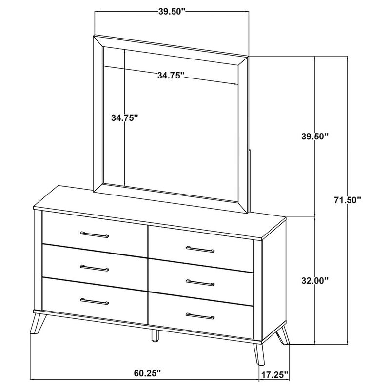 Coaster Co. of America Kaywood 6-drawer Dresser and Mirror Natural Pine image number 1