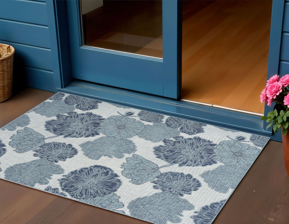 HomeRoots Floral Indoor Outdoor Area Rug