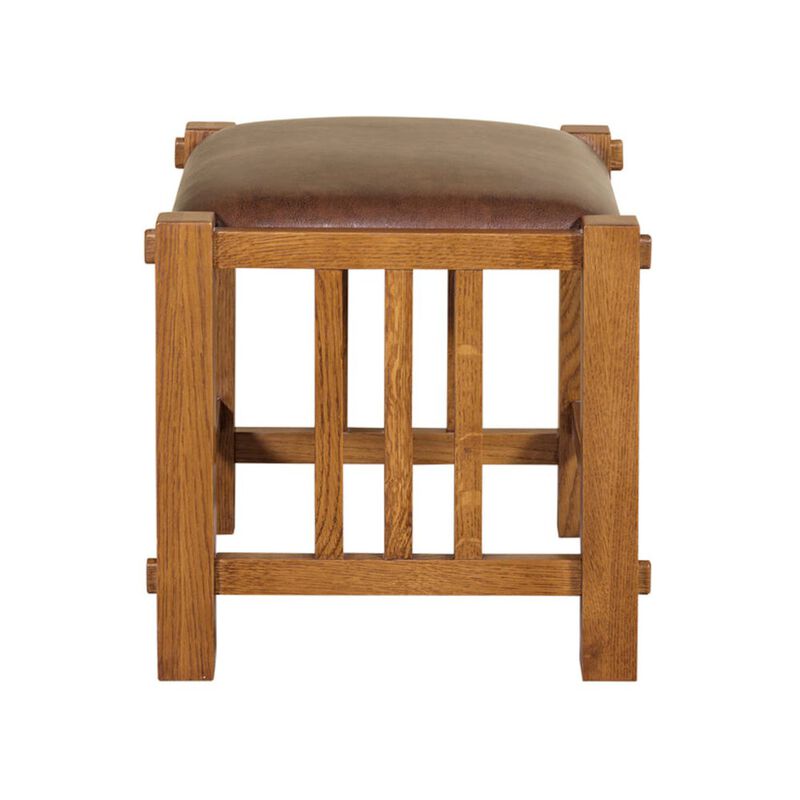 Crafters and Weavers Mission Spindle Stool - Quarter Sawn Oak & Leather - Michael's Cherry