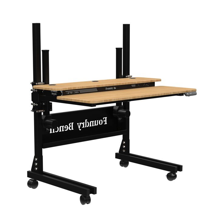 VersaDesk&reg; Foundry Bench&reg; Electric Portable Height Adjustable Standing Desk, 48&rdquo;W, Black/Bamboo