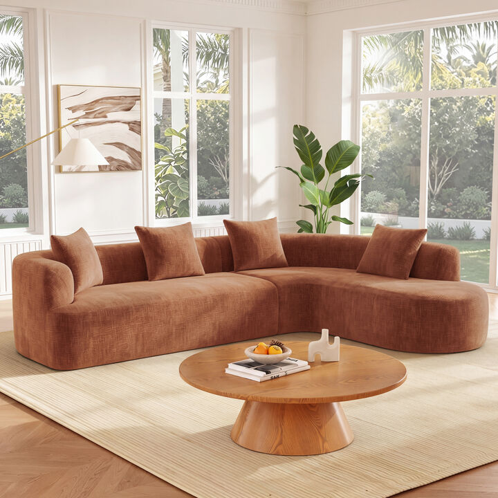 Whisen 116.5" Cloud Sectional Sofa, L-Shaped Chenille with Memory Foam, 4-Seat Curved Couch for Living Room