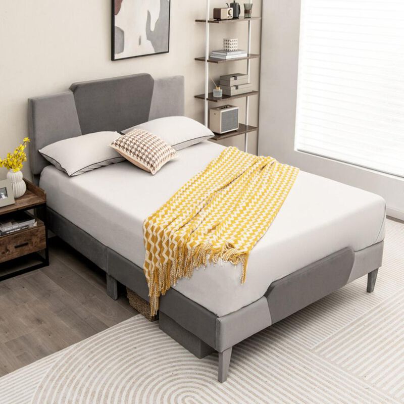 Hivvago Velvet Upholstered Bed Frame with High Headboard image number 9