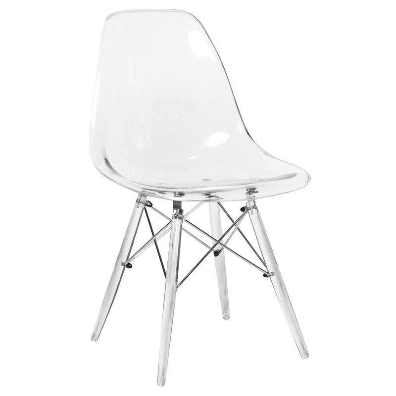 LeisureMod Dover Molded Side Chair with Acrylic Base
