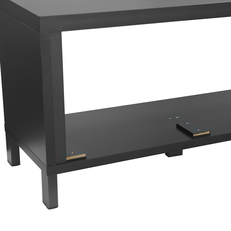 114" Modern Modular Black TV Stand, Entertainment Center with Storage Cabinet and Shelf for TV up to 98"