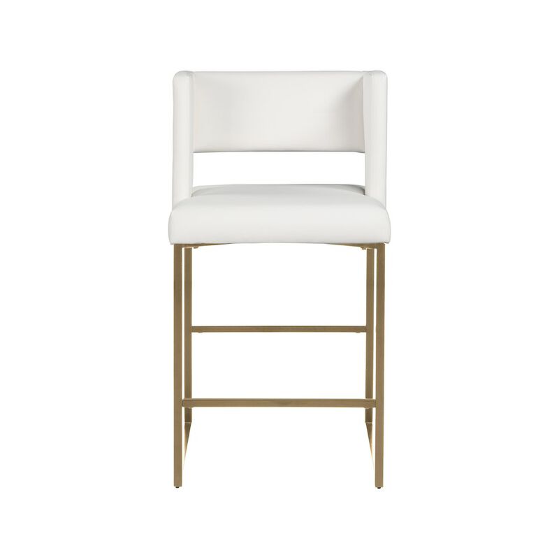 Meridian Furniture Caleb White Vegan Leather Counter Stool, Set of 2