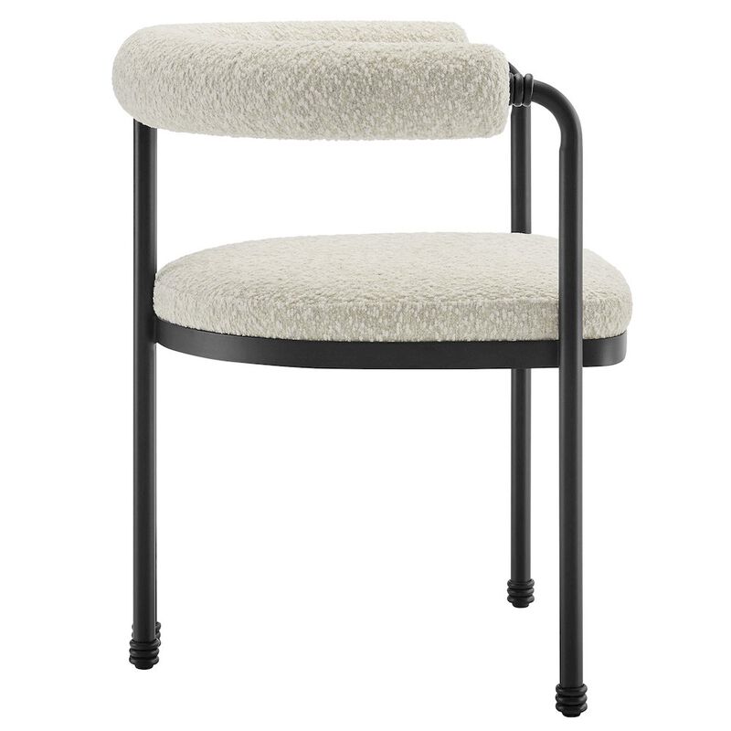 Turin Curved Back Boucle and Metal Dining Accent Chair image number 3
