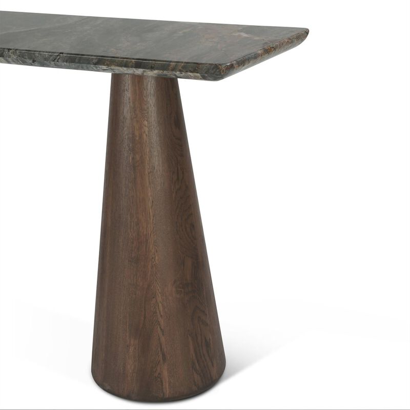 World Interiors Caldera Console Table with Lava Marble and Dark Oak Base image number 4