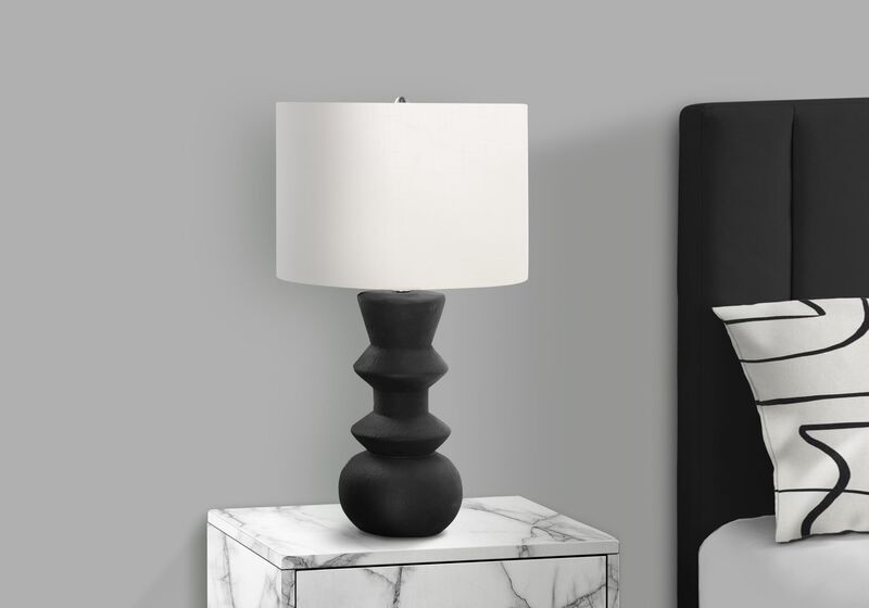 Monarch Specialties I 9763 Lighting, 26" H, Table Lamp, Black Ceramic, Ivory/Cream Shade, Contemporary image number 3