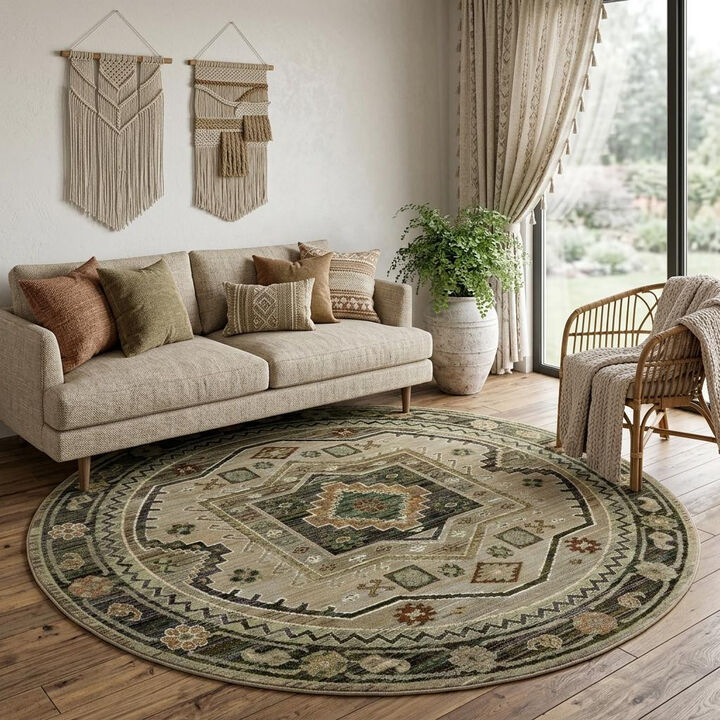 HomeRoots Tribal Round Rug