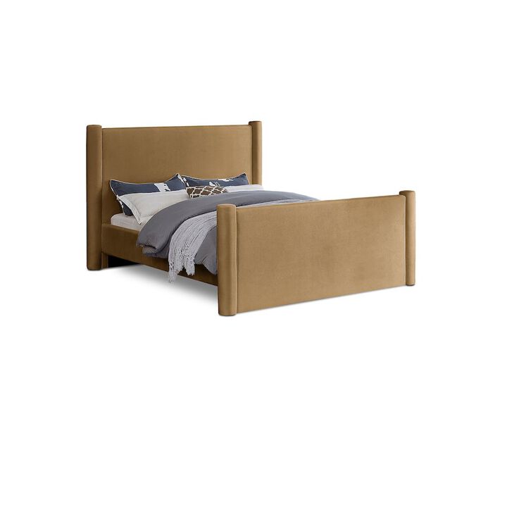 Meridian Furniture Elias Saddle Velvet Queen Bed