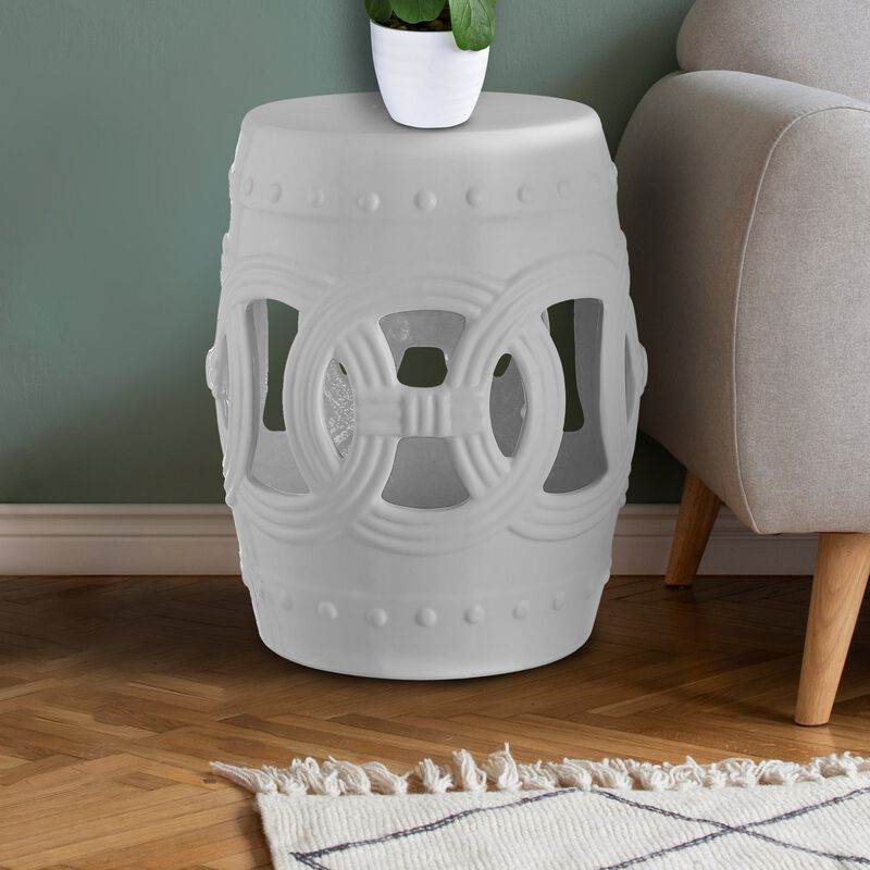Lucky Coins Chinese Ceramic Drum Garden Stool
