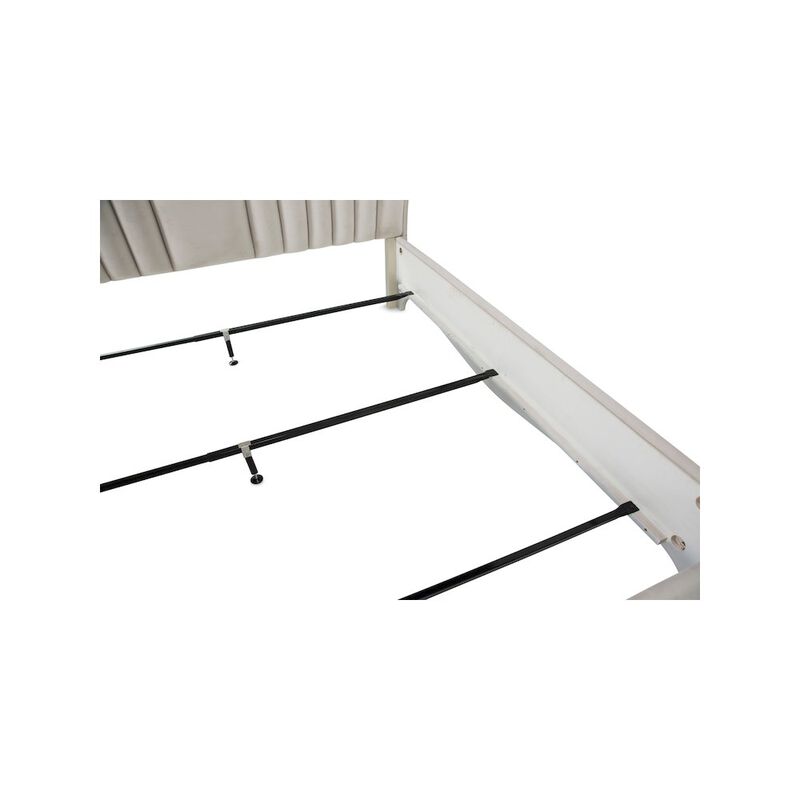 Michael Amini London Place Cal. King Velvet Panel Bed - Creamy Pearl