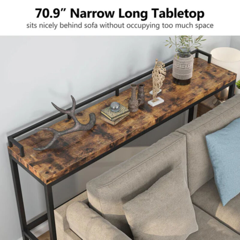 Behind Couch Narrow Console Table, Sofa Accent Table for Living Room image number 5