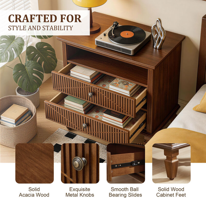 Muquup Farmhouse Nightstand with Charging Station image number 4