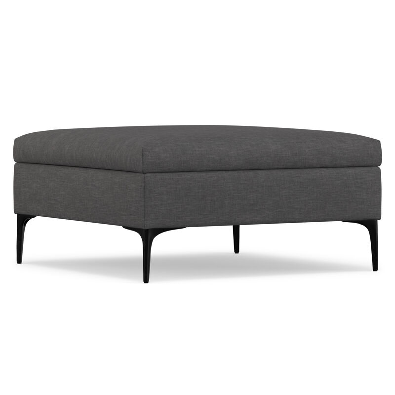 Rebecca 36 inch Wide Contemporary Square Mid&nbsp;Century Coffee Table&nbsp;Storage Ottoman with Lift Up Lid in Slate Grey Polyester Linen, Assembled image number 6