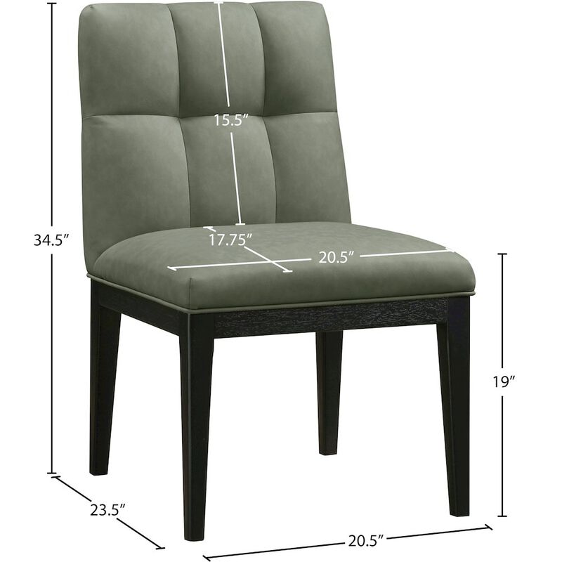Meridian Furniture Adrian Green Vegan Leather Dining Side Chair, Set of 2
