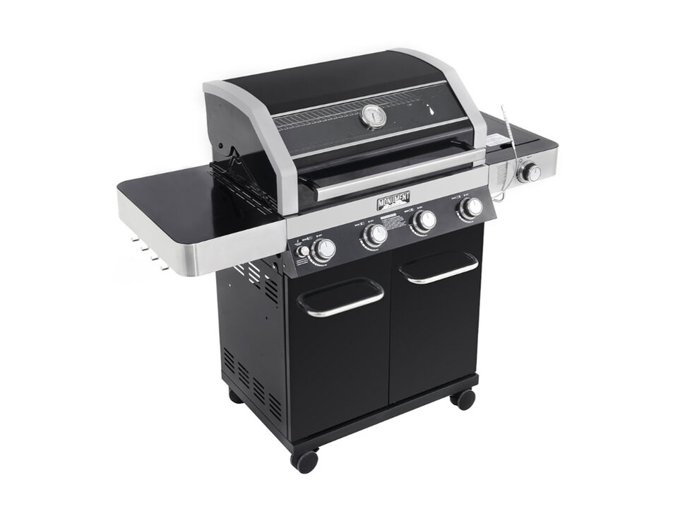 Monument Grills Classic Series | 4 Burner Black Gas Grill With Clearview Lid