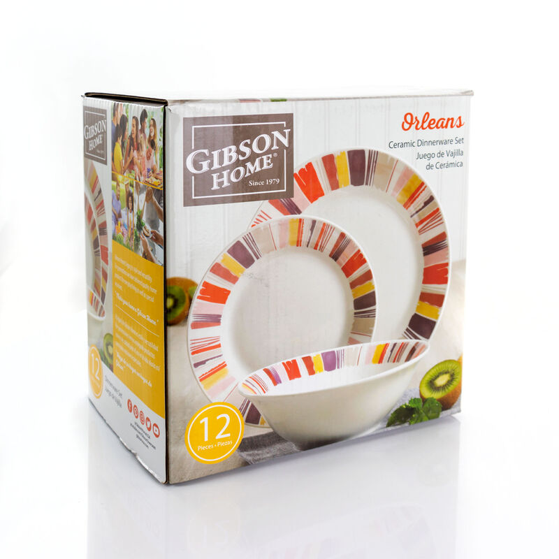 Gibson Home Orleans 12 Piece Ceramic Dinnerware Set