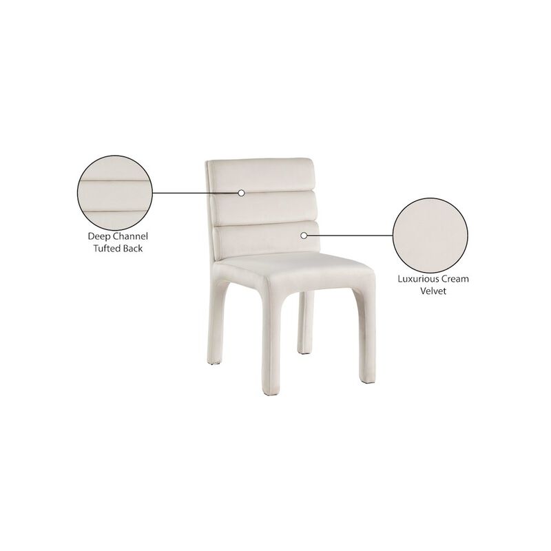 Meridian Furniture Kai Cream Velvet Dining Chair, Set of 2