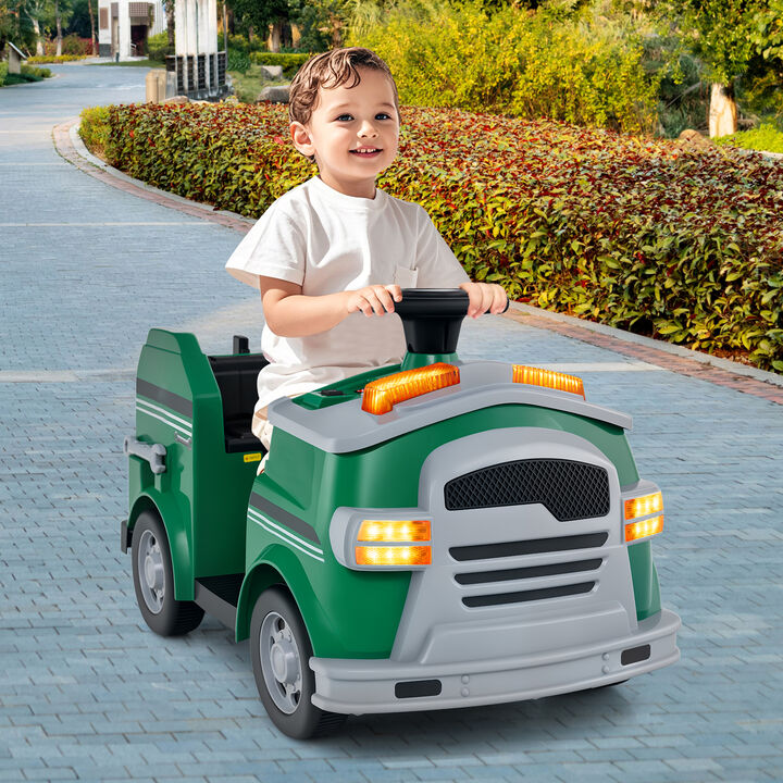 12V Kids Ride-On Fire Truck with Shovel, Wrench and Toy Accessories