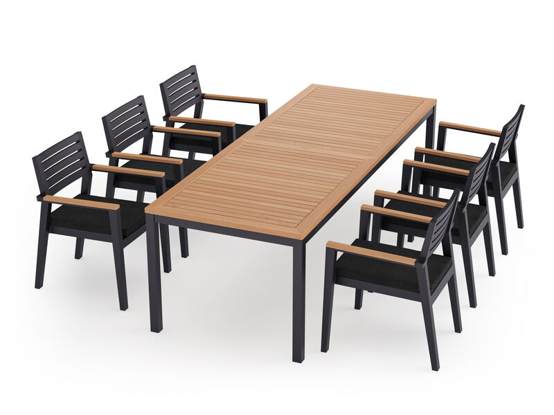 Rhodes 6 Seater Dining Set with 96 in. Table - Aluminum