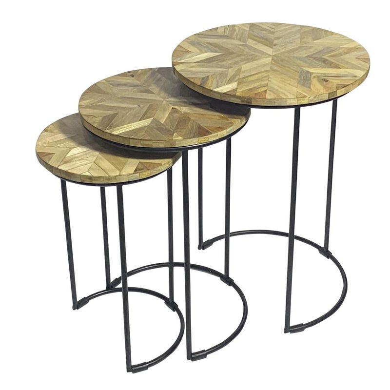 Carolina Living Mackintosh Round Nesting Tables - Natural Inlay/Black