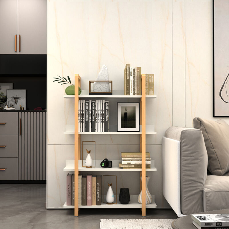 Multifunction Bookcase with Solid Wood Frame, Mix Color Plant Standing for Home Decro