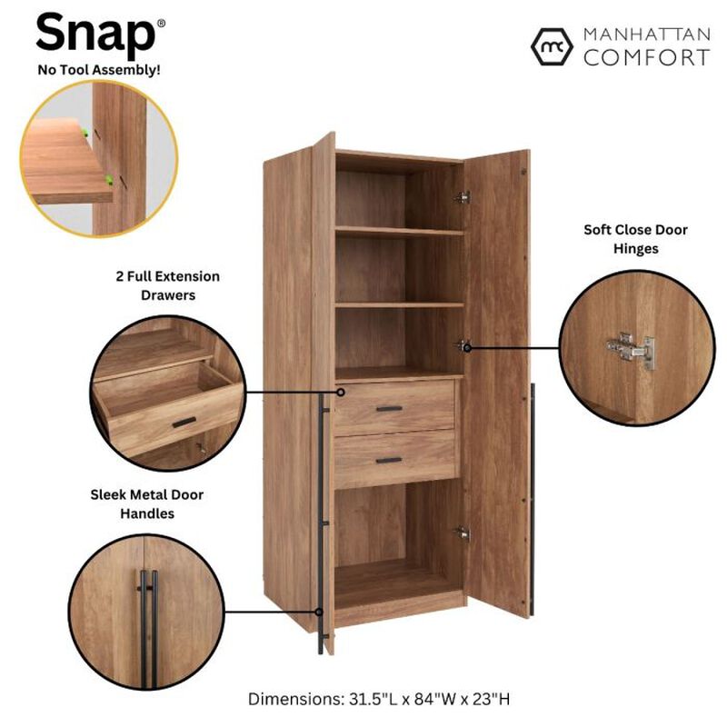 Lee Module Wardrobe in Brown (Set of 2)