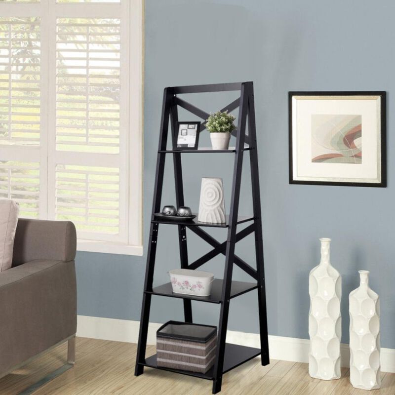Hivvago 4-Tier Leaning Free Standing Ladder Shelf Bookcase Display Shelf