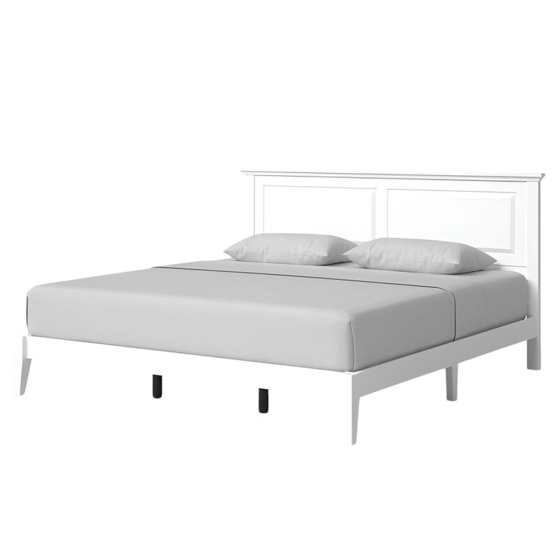 Wooden Platform Bed Frame Traditional Headboard Design and Sturdy Support For Bedroom