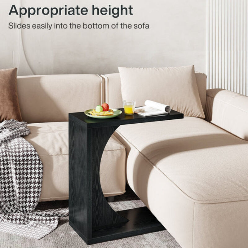 Sofa Side Table, C-Shaped End Table for Couch image number 5