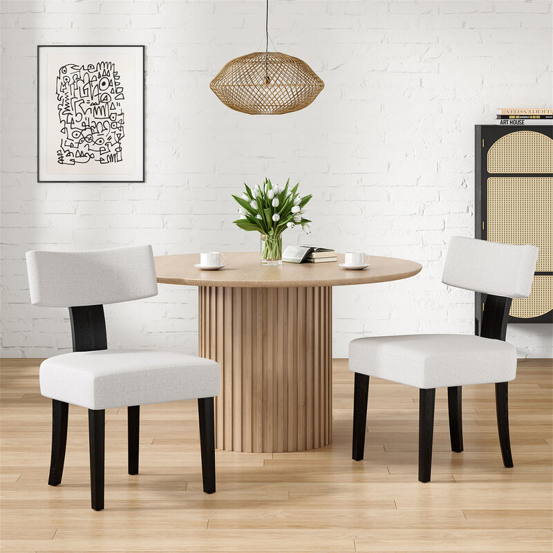 Upholstered Armless Dining Table Chairs Set of 2 image number 1