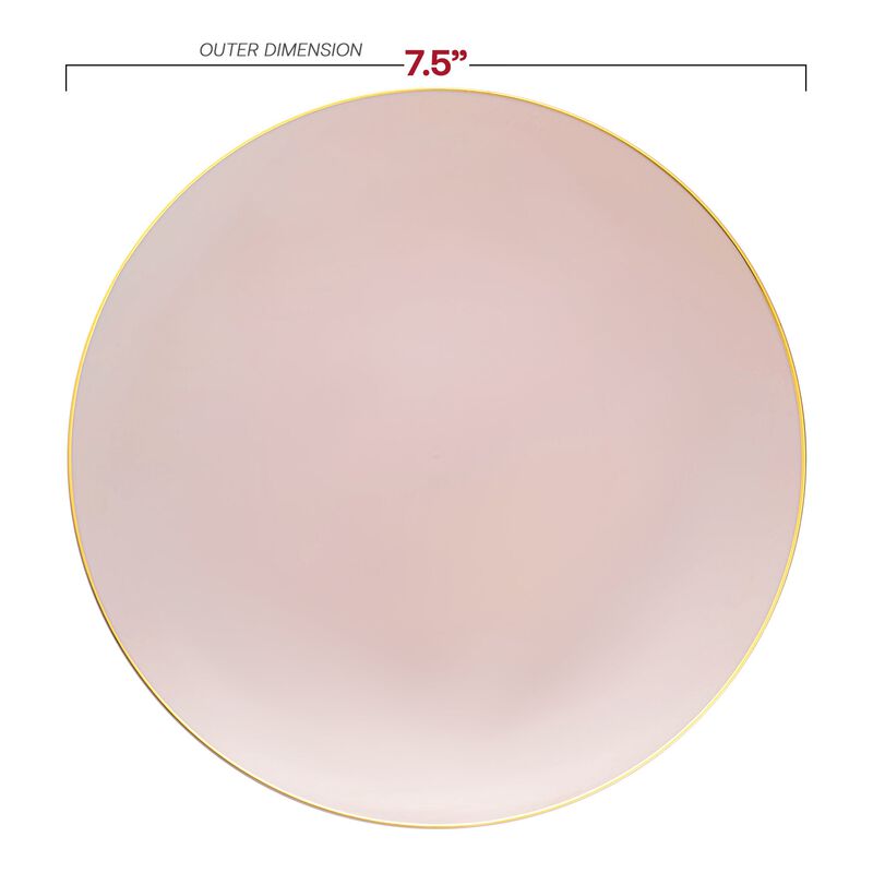 7.5" Pink with Gold Rim Organic Round Plastic Salad Plates (120 Plates) image number 2
