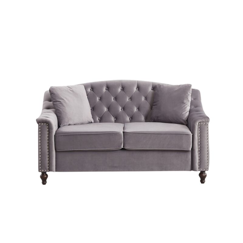 Frak 58.5" Velvet Chesterfield Loveseat image number 0