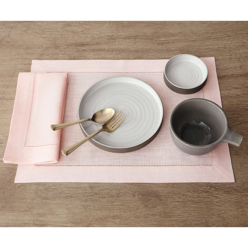 Solino Home Classic Hemstitch 100% Linen Placemats &ndash; Set of 4, 14 x 19 in, Machine Washable, Holiday and Everyday Dining