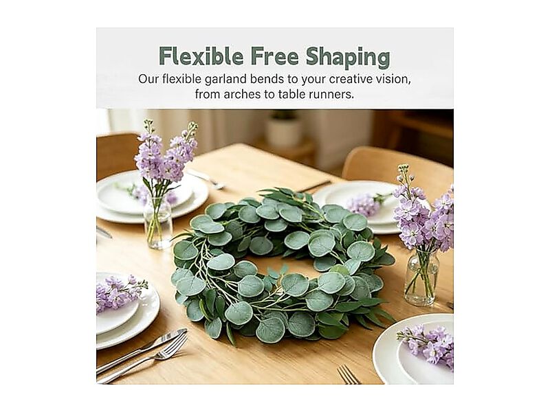 2 Pack 6 Ft Greenery Garlands Fake Eucalyptus Vines Willow Leaves Rustic Wedding image number 3