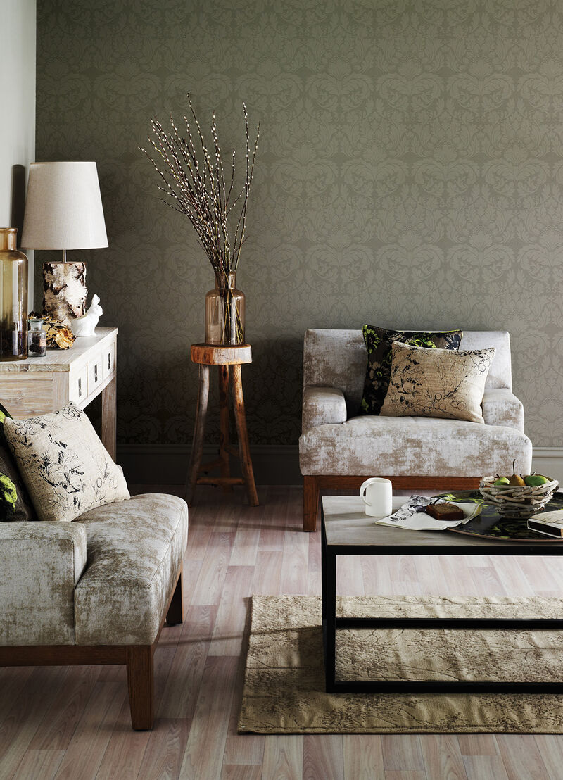 Jan White Damask Paintable Wallpaper image number 1