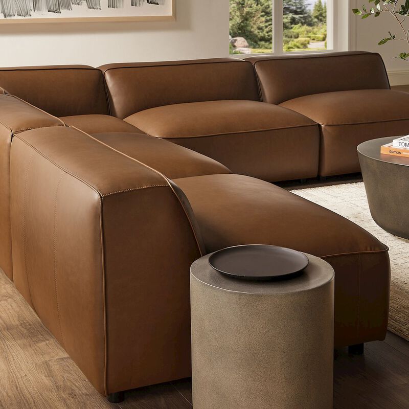 Auren 5-Piece Upholstered Armless L-Shaped Vegan Leather Modular Sofa image number 6