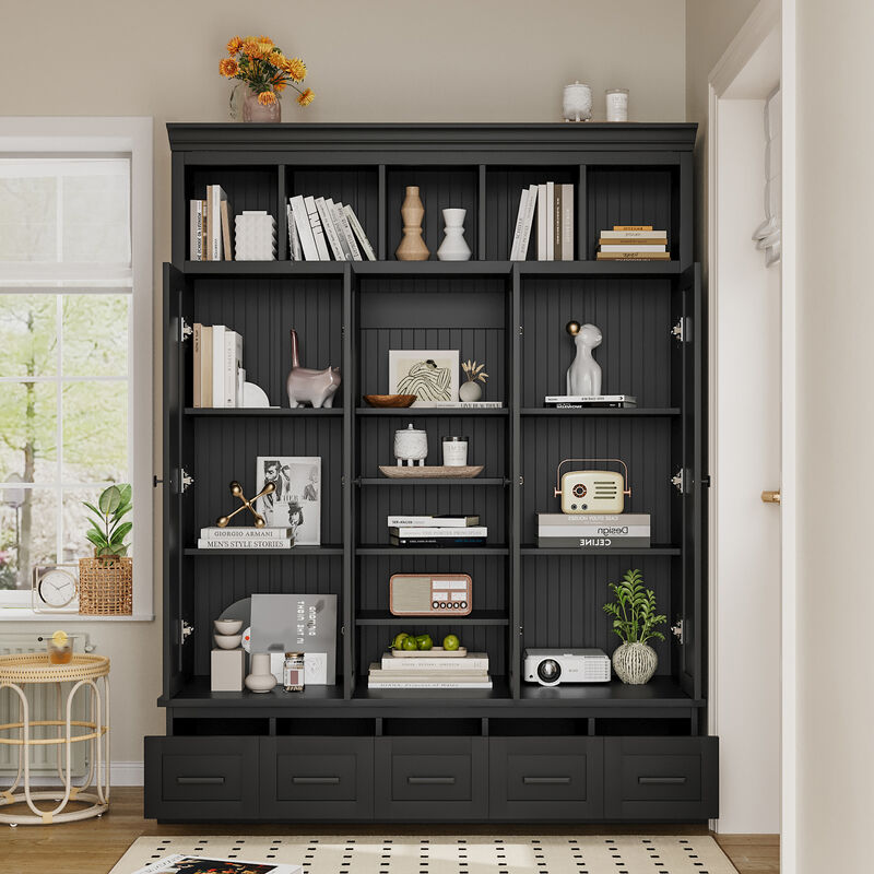 Merax Multi-Functional Storage Hall Tree with Enclosed Cabinets, Open Shelving & Spacious Drawers image number 1