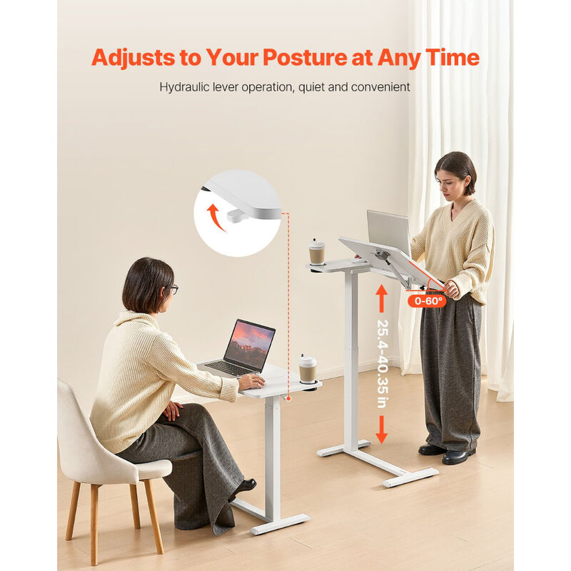Portable Desk with Flip Top &ndash; Hidden 4-Wheel Rolling Laptop Table with Cup Holder image number 9