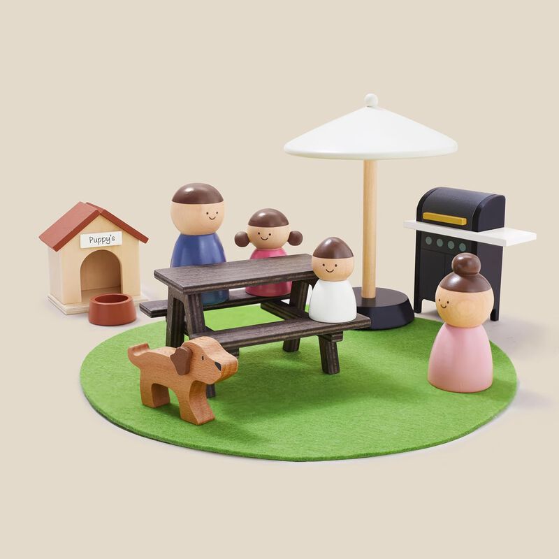 Wooden Doll House, Modern Family Dollhouse with Realistic Design - 7 Rooms Dollhouse with 53 PCS Accessories, Montessori Pretend Play Toddler Toy image number 8