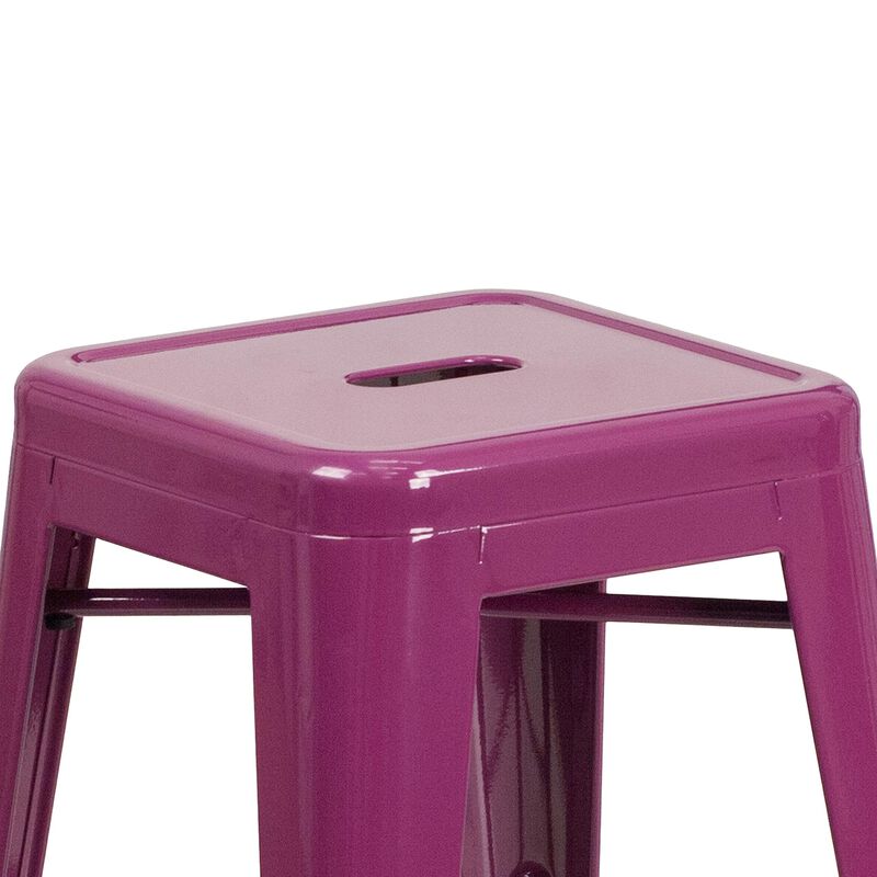 Flash Furniture Kai Commercial Grade 24" High Backless Purple Indoor-Outdoor Counter Height Stool