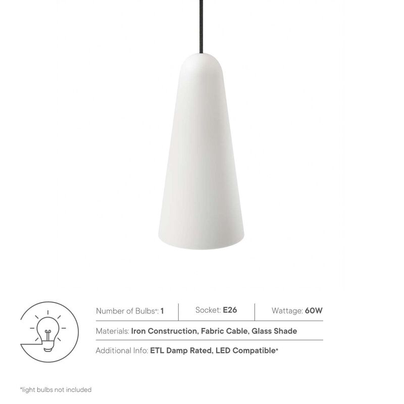 Modway Beacon 1-Light Pendant Light in Opal Black, 5 x 5 x 72 image number 6