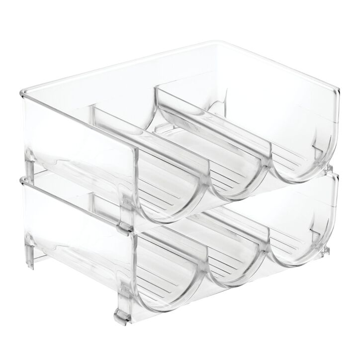 mDesign Plastic Free-Standing Stackable 3 Bottle Storage Rack, 2 Pack, Clear