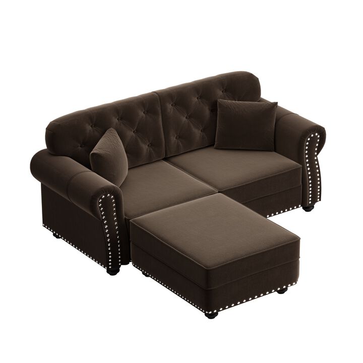 2-Seat Velvet Upholstered Sofa
