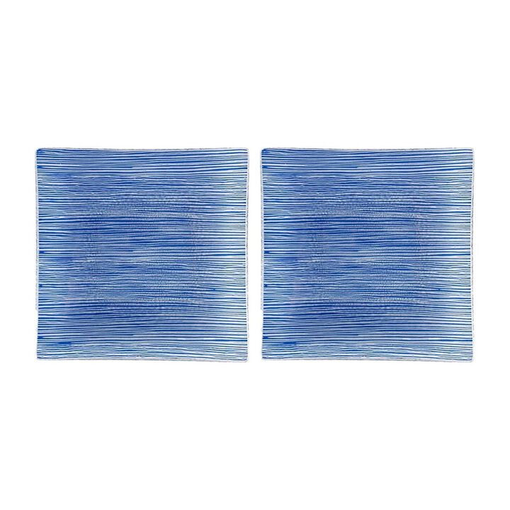 Glass Dinnerware 7.75" x 7.75" Square Blue Glass Plate (Set of 2)