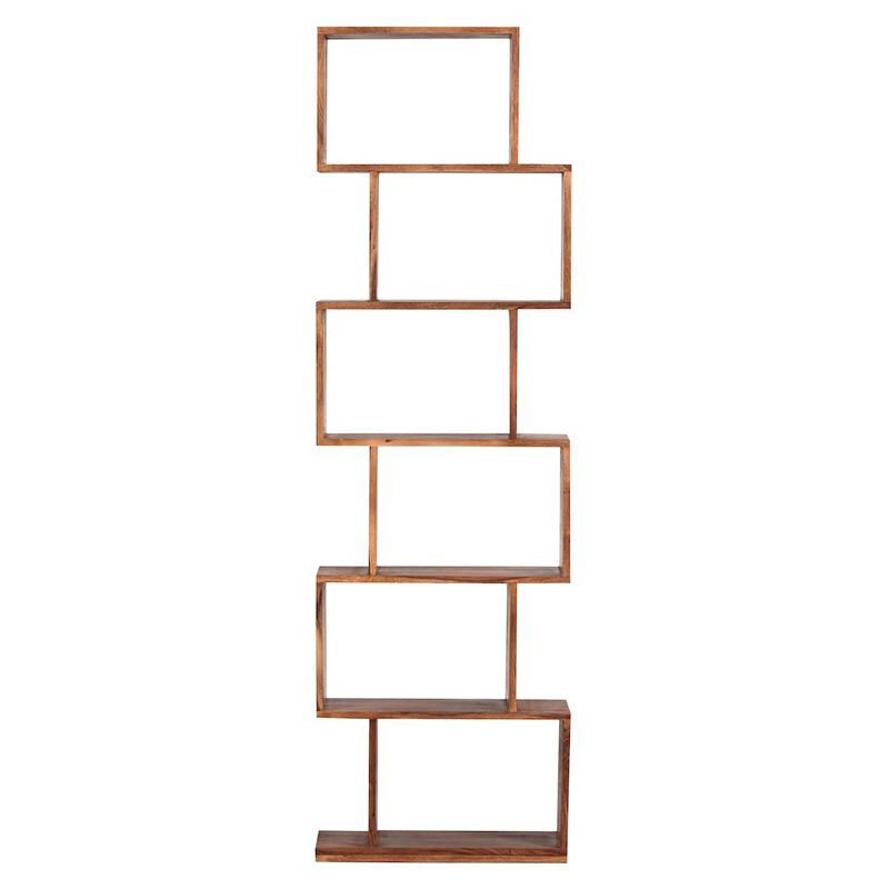 Porter Designs Urban Solid Sheesham Wood 6 Shelf Bookcase, Natural