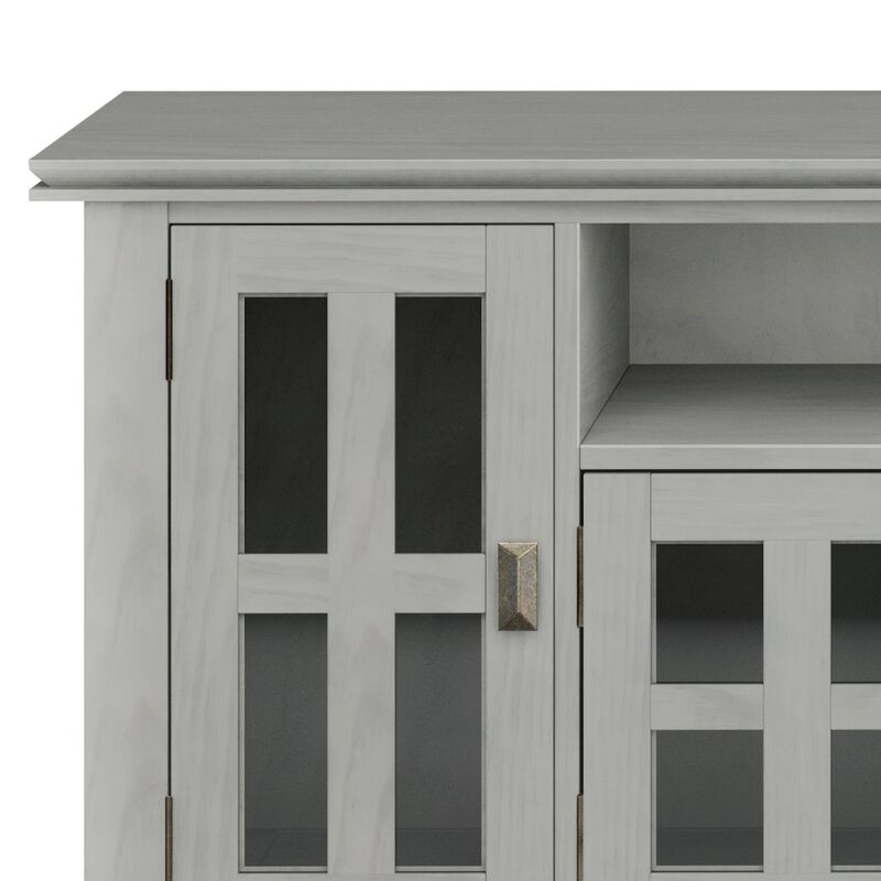 Simpli Home Artisan Solid Wood 72 Inch Tv Media Stand In Fog Grey For Tvs Up To 80 Inches